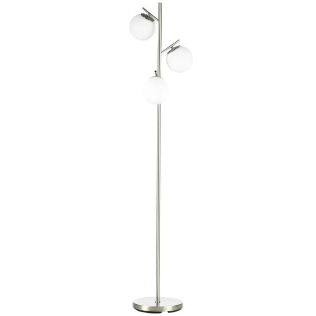 Modern Floor Lamp for Living Room Bedroom, 3 Light Tree Standing Lamp, Silver