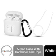 Airpod Case With Carabiner and Rope - White