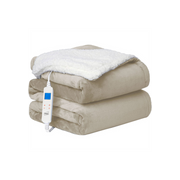 Neo Beige Electric Heated Throw Over Blanket Reversible