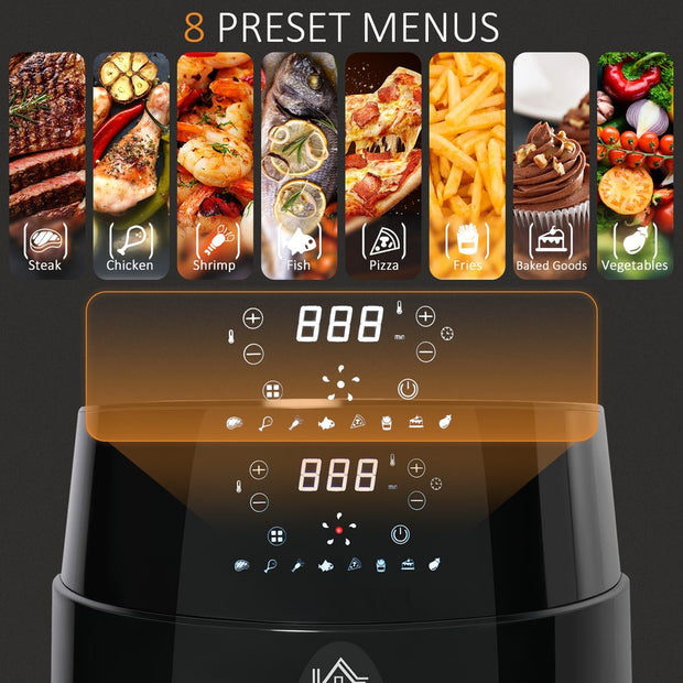 Air Fryer 1500W 4.5L with Digital Display Timer for Low Fat Cooking