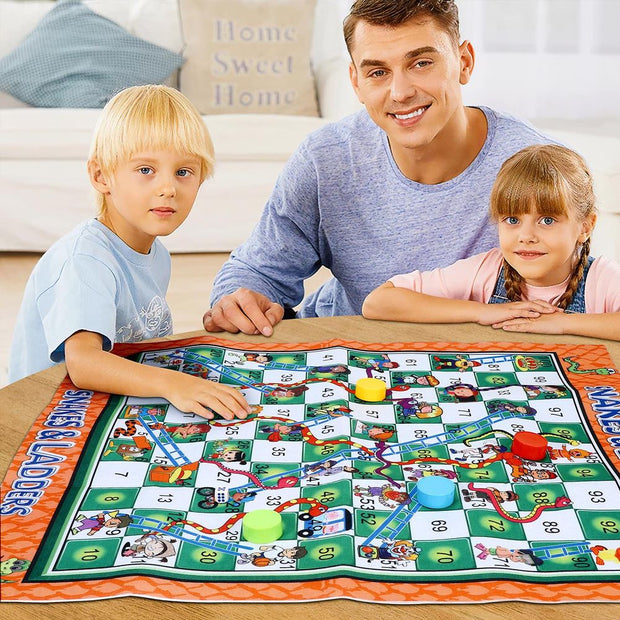 SOKA Chess, Snakes & Ladder, Ludo Giant Board Game Set Playmat Travel Board Games for Kids and Family