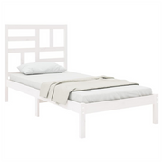 Bed Frame White Solid Wood 90x190 cm 3FT Single