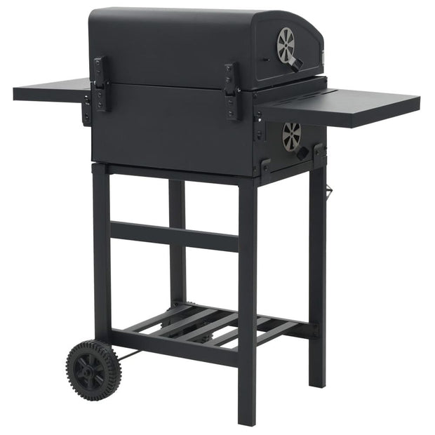 Charcoal-Fueled BBQ Grill with Bottom Shelf Black