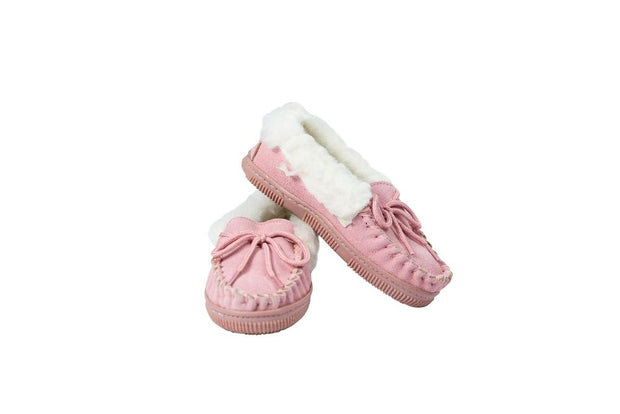 Nordvek Childrens Suede Moccasin Slippers - Rubber Sole - 435-100