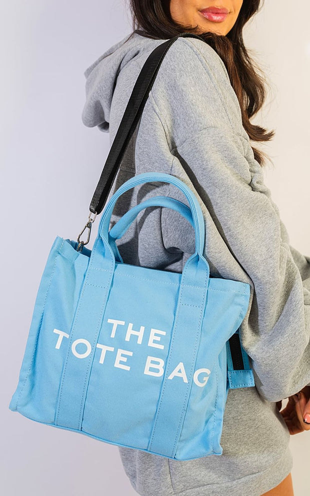 Letter Pattern Canvas Shoulder Shopper Tote Bag