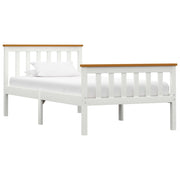 Contemporary Bed Frame White Solid Pinewood