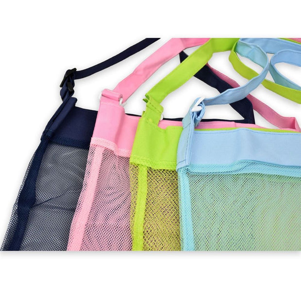 Set of 4 [Blue/Green/Navy/Pink] Adjustable Shoulder Mesh Beach Bags