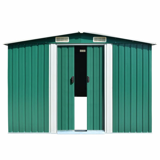 Garden Shed 257x298x178 cm to 257x580x181 cm Metal Green