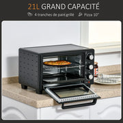 Mini Oven, 21L Grill, Toaster Timer, Baking Tray and Wire Rack, 1400W