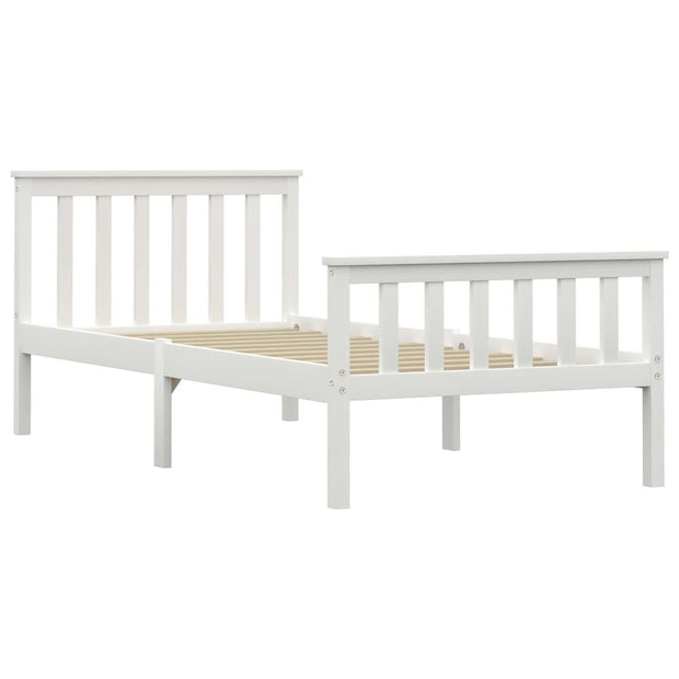 Contemporary Bed Frame White Solid Pinewood