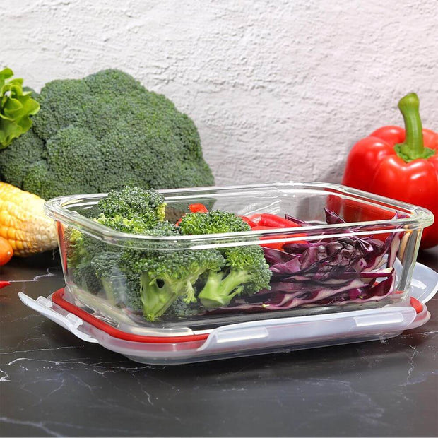 8 PCs Rectangle Square  Airtight Glass Food Containers with Lids Storage Kitchen Containers