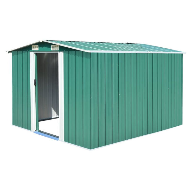 Garden Shed 257x298x178 cm to 257x580x181 cm Metal Green