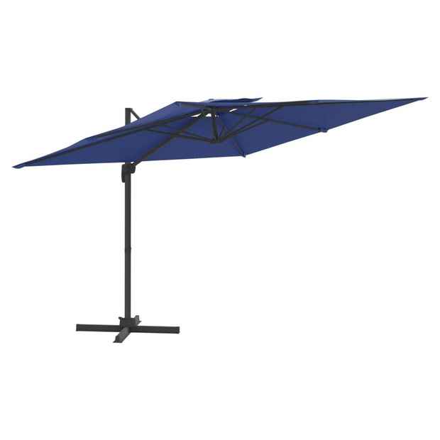 Double Top Cantilever Umbrella Azure Blue 300x300 cm