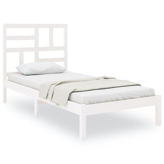 Bed Frame White Solid Wood 90x190 cm 3FT Single