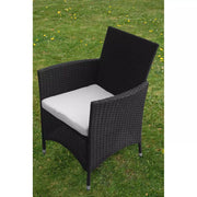 5 Piece Outdoor Dining Set with Cushions Poly Rattan Black