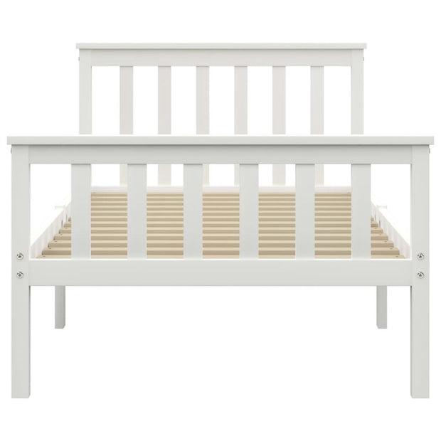 Contemporary Bed Frame White Solid Pinewood