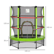 Kids Trampoline Mini Bouncer w/ Enclosure Net Age 3-6 Years Green HOMCOM