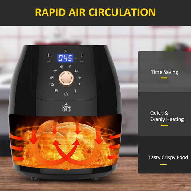 Air Fryer 1700W 5.5L with Digital Display Adjustable Temperature