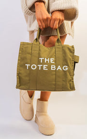 Letter Pattern Canvas Shoulder Shopper Tote Bag