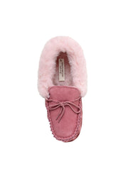 Nordvek Womens Sheepskin Suede Moccasin Slippers With Rubber Sole - 417-100