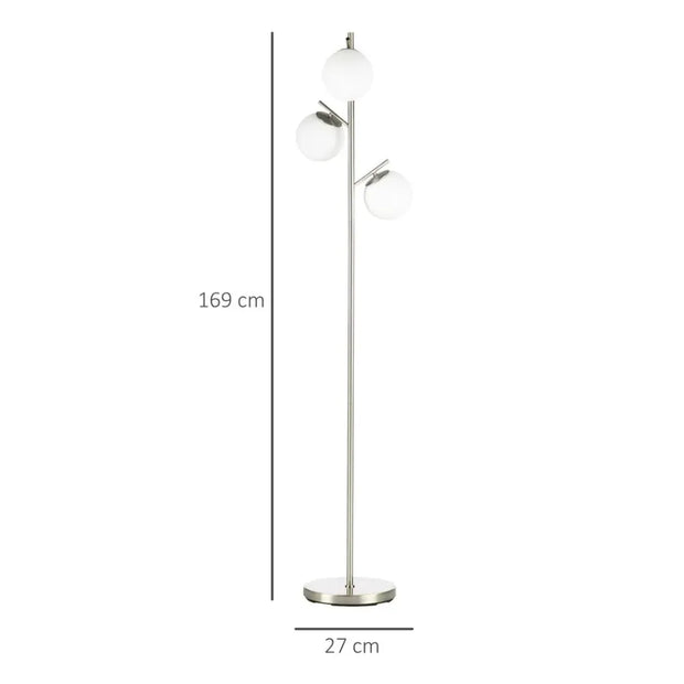 Modern Floor Lamp for Living Room Bedroom, 3 Light Tree Standing Lamp, Silver