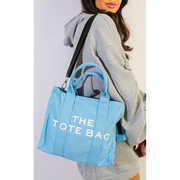 Letter Pattern Canvas Shoulder Shopper Tote Bag