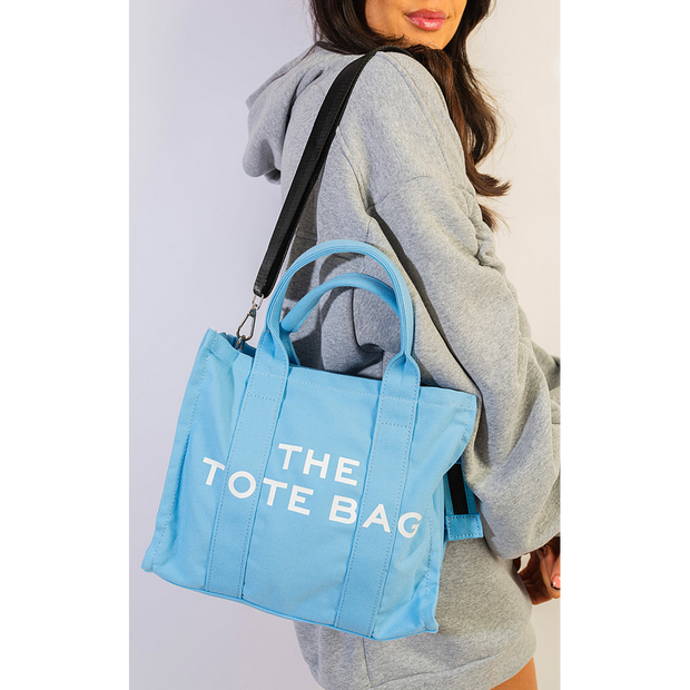 Letter Pattern Canvas Shoulder Shopper Tote Bag